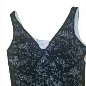 Y2k dress blue with black lace overlay